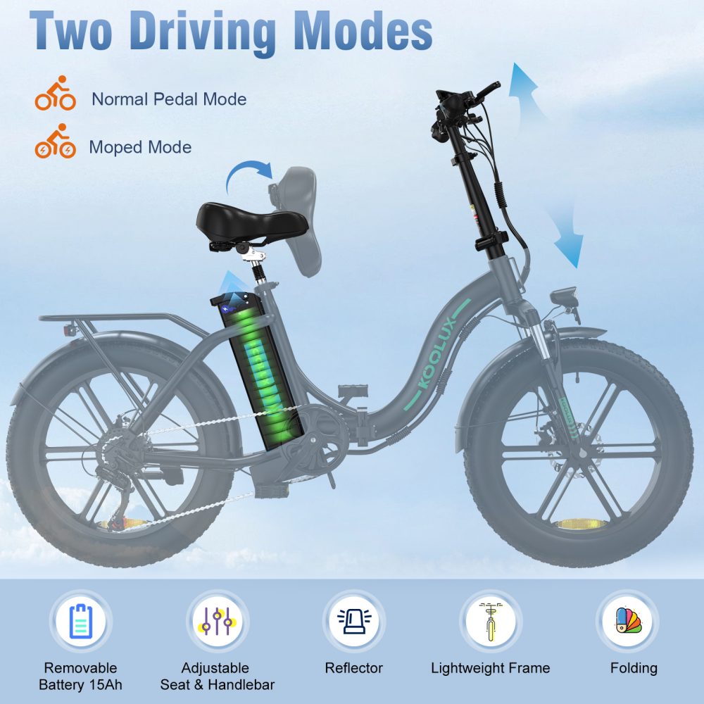 KOOLUX BK6 - Elektrische vouwfiets - 250W - 48V 13Ah Accu - 20X4 Inch Fatbike Banden - Grijs