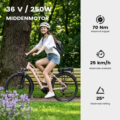 Maxtron Urban 8 - Elektrische Fiets - 28 inch - 250W Motor - 36V 12.8Ah Accu -Roze