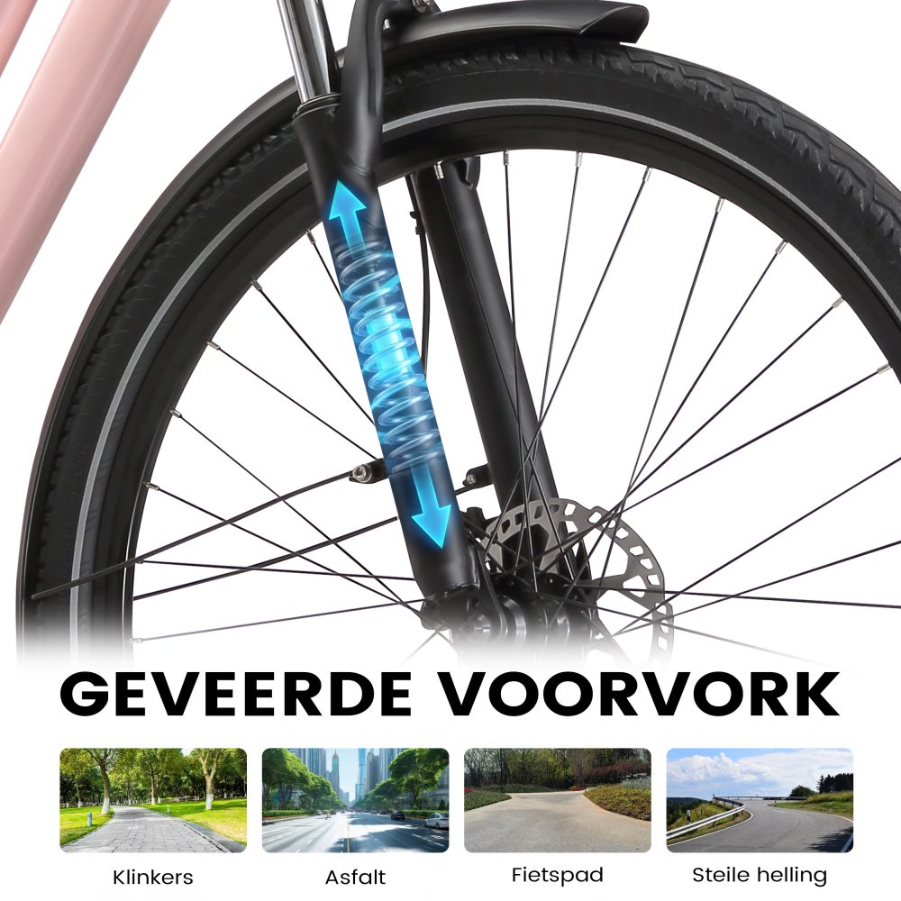 Maxtron Urban 8 - Elektrische Fiets - 28 inch - 250W Motor - 36V 12.8Ah Accu -Roze