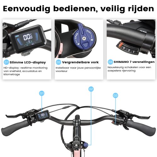Maxtron Urban 8 - Elektrische Fiets - 28 inch - 250W Motor - 36V 12.8Ah Accu -Roze