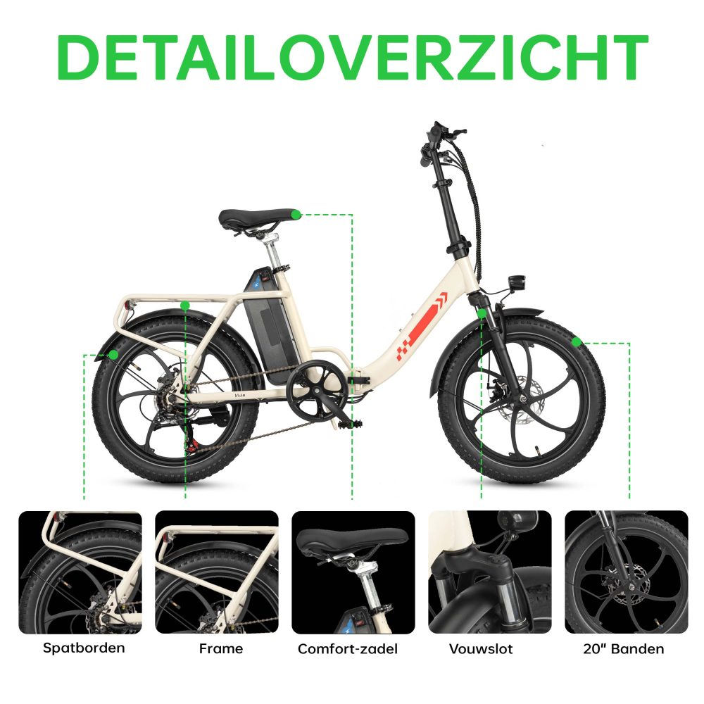 Maxtron MULE - Elektrische Vouwfiets - 20 inch - 250W Motor - 48V 20Ah Accu - Wit