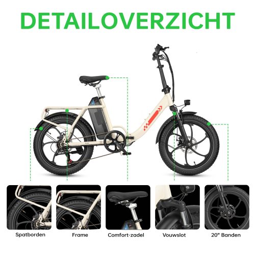 Maxtron MULE - Elektrische Vouwfiets - 20 inch - 250W Motor - 48V 20Ah Accu - Wit